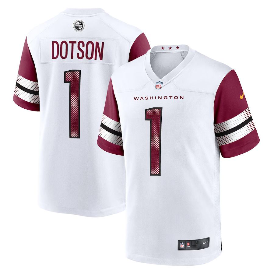 Men Washington Commanders 1 Jahan Dotson Nike White Game Player NFL Jersey
